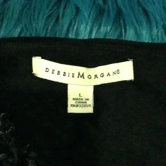 Debbie Morgan BLACK Embellished Cardigan - L. Festive, Demure, Rosettes, Classy - Picture 5 of 6